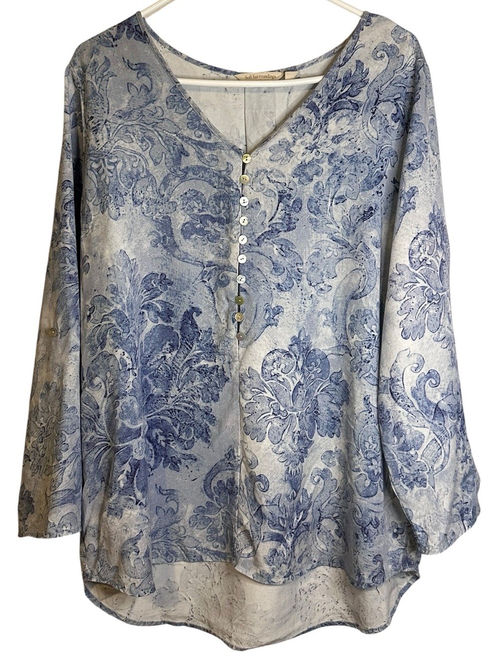 Soft Surroundings Sardinia Tunic Blouse Toile Floral Resort XL Cottagecore 2CA07